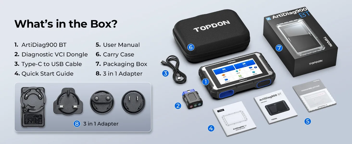 TOPDON AD900BT 2026 Newest Obd2 Scanner Bidirectional Full System Diagnostic Tool with ECU Coding 28+ Reset 3 Years Free Update