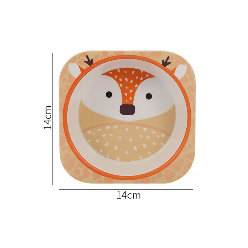 Bamboo Fiber Cartoon Toddler Plates - Fall-Proof Baby Feeding and Complementary Soup Bowls