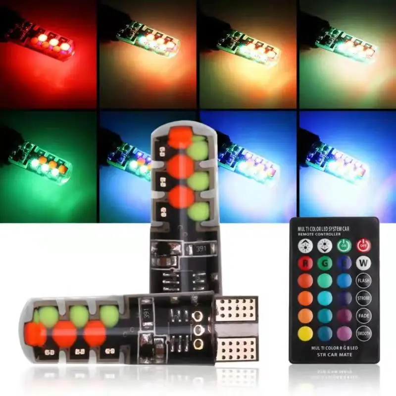 10 SetsT10 W5W Led 194 168 W5W 5050 SMD �ڵ��� �� ���� �� �ڵ��� ���� ���� RGB LED ���� ���� ��Ʈ�ѷ� 12V