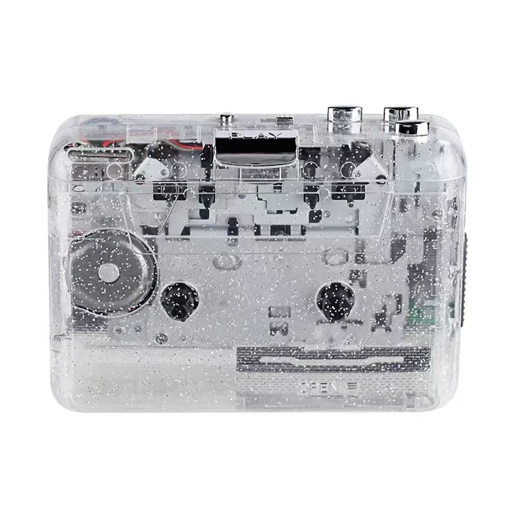 Tape Walkman Cassette Player, Portable Tape Recorder To Mp3 Full Transparent Shell USB Port Cassette To MP3 Format Player