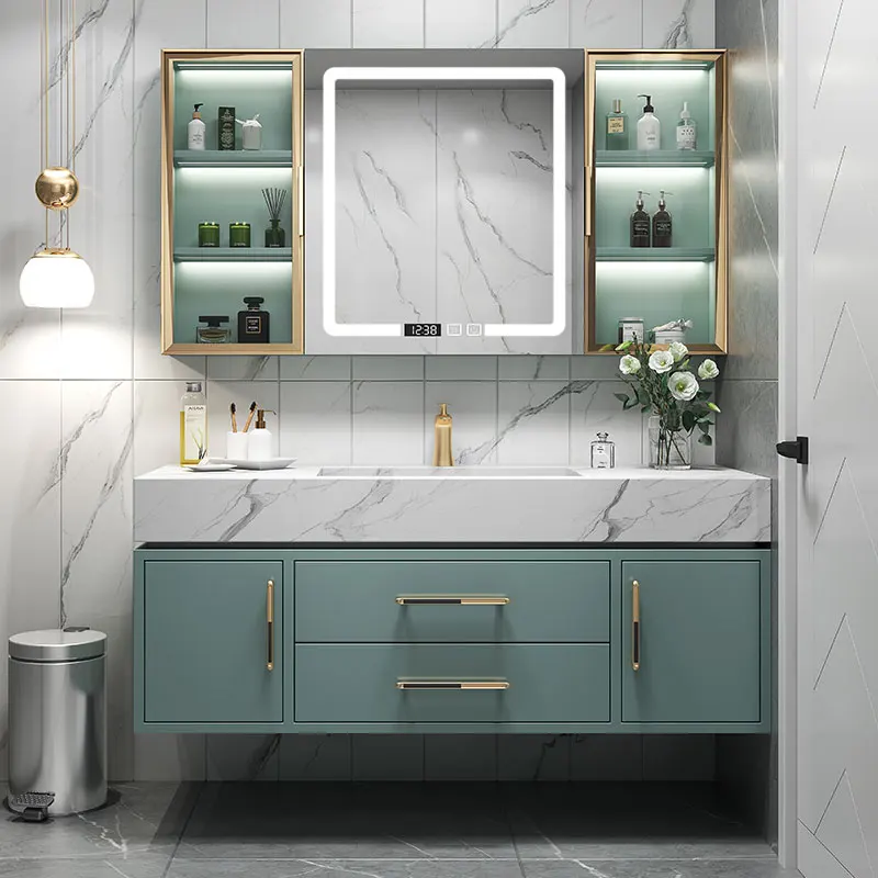 Bathroom Storage Cabinet With Mirror Furniture Vanity Light Luxury Slate One Basin Modern Minimalist Hand Wash Combination
