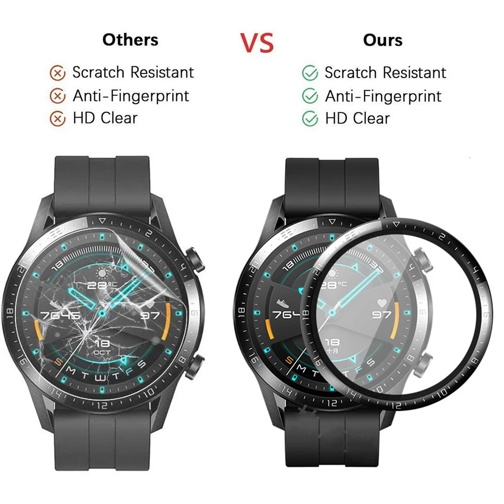 Soft Tempered Glass For Huawei Watch GT 3 Pro 42mm 43mm 46mm Runner Full Screen Protector for Watch GT 2E 2 Pro Protective Film
