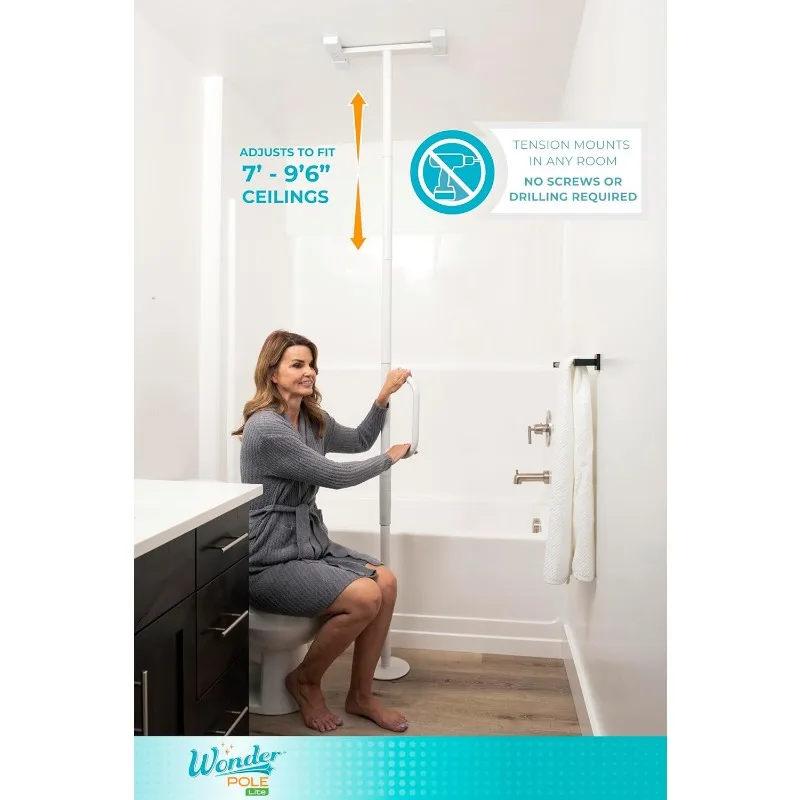 Adjustable Floor to Ceiling Safety Grab Bar with Security Support Handle for Fall Prevention, Tension