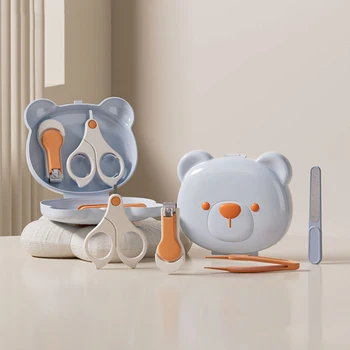 Kit Manicure per Bambini, Set di Strumenti per la Cura delle Unghie dei Neonati, Forbici per Unghie, Tagliaunghie Portatile Sicuro per Bambini, Lima, Pinzette con Scatola