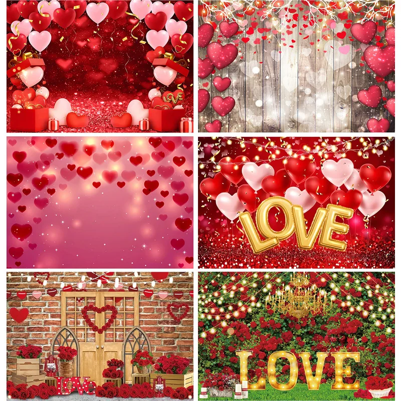

SHENGYONGBAO Valentine's Day Photography Backdrops Wooden Board Flower Backgrounds Birthday Decor Photo Backdrop QMH-02
