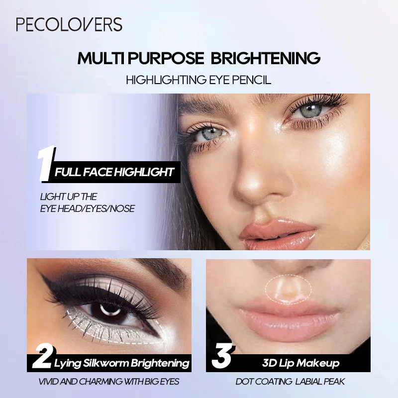 Brightening Lying Silkworm Highlighter Pen Longlasting Waterproof Smooth Matte Pearlescent White Silver Eyeliner Eyeshadow Stick 2
