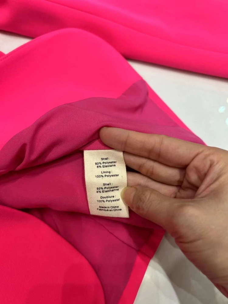 Office Lady Top Quality 2024 New Spring Summer Elegant Pink Long Sleeve Blazer Tops Pants Set