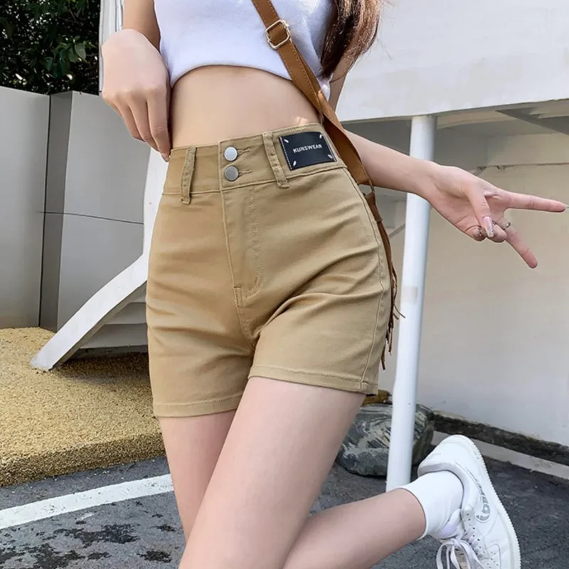여성용 짧은 데님 청바지, 슬림 용수철, 심플 스트레치, 슬림 스키니, 스몰 반바지, 더티핑크 여름