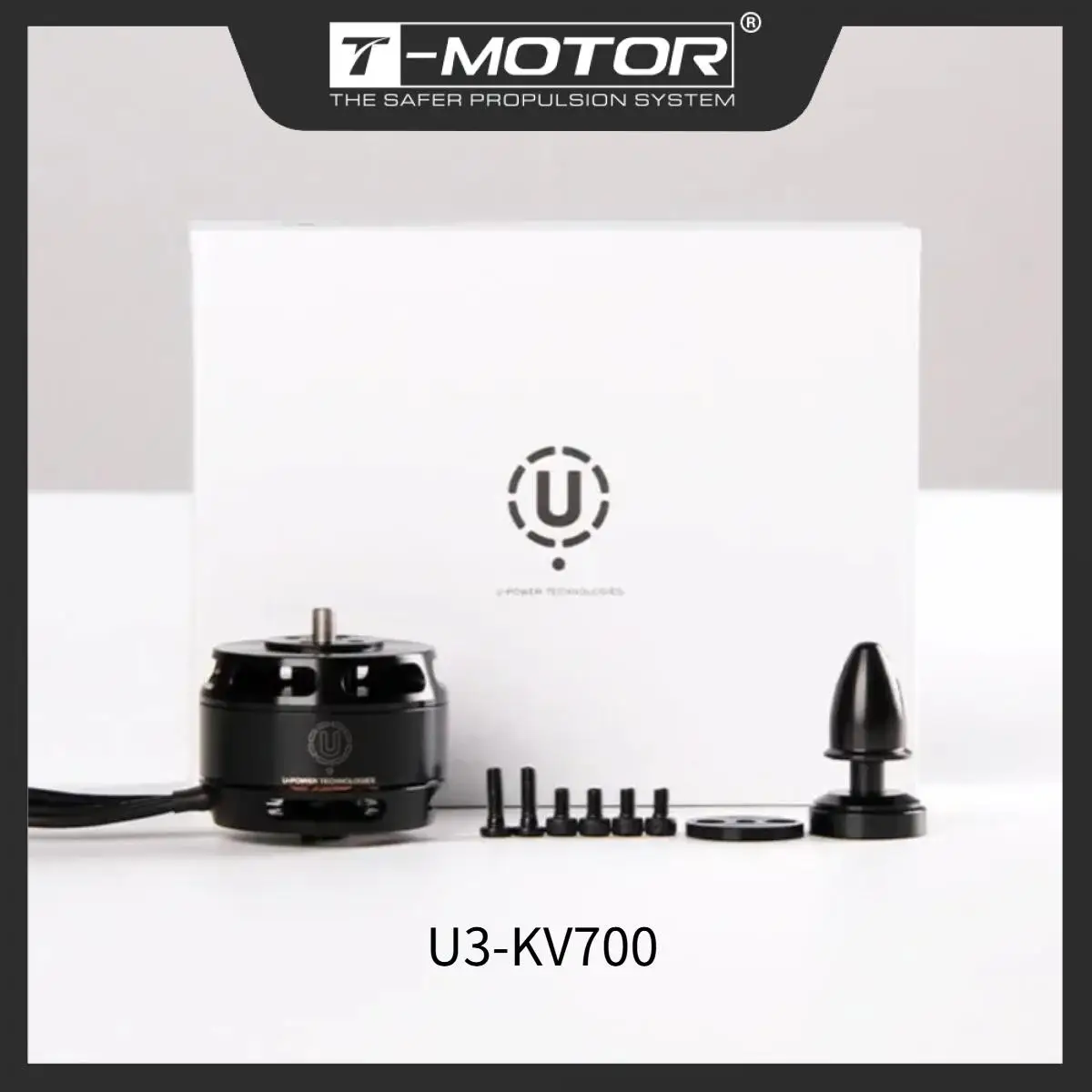 Moteur drone U3 KV700 700KV monté sur bras de drone, câbles de connexion branchés