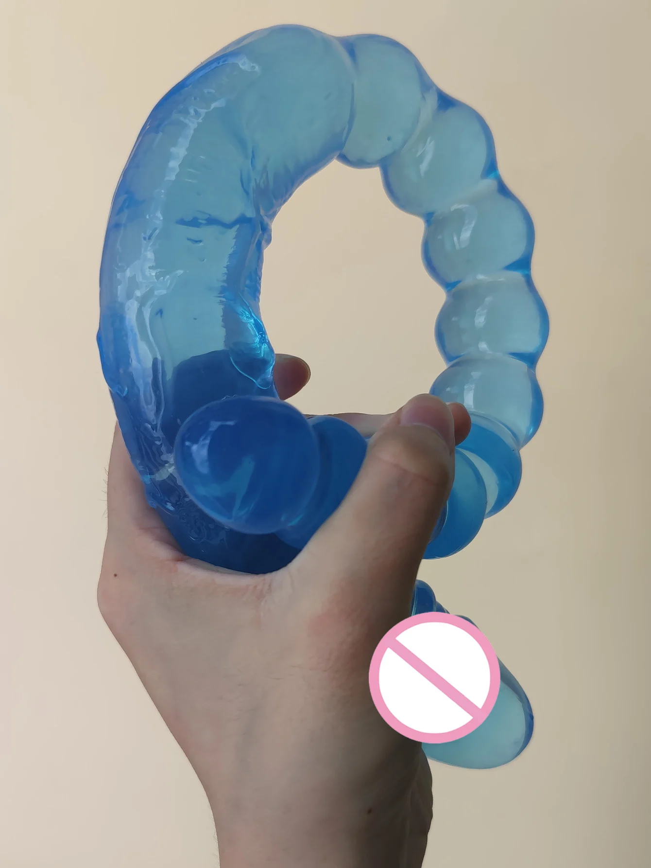 Blue Transparent Soft Elastic Dual-purpose Female Masturbator U-shaped Double Dildo Soft Jelly for Same-sex Sex Toy sex toys