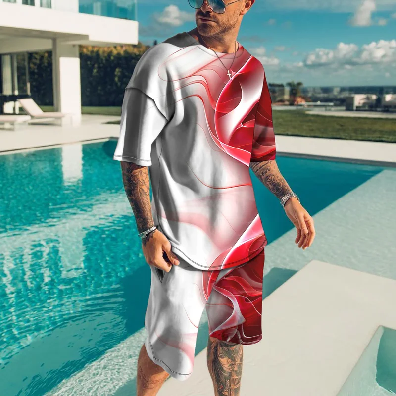 Men Suits Fashion Gradient color 3D Print Shorts Man’s Clothing Summer Male Sets Outfits Jogging Set Tracksuit men clothing 2 piece outfit suit summer sets outfitstracksuit set men oversized tshirt jogging set men tracksuit 2 piece set