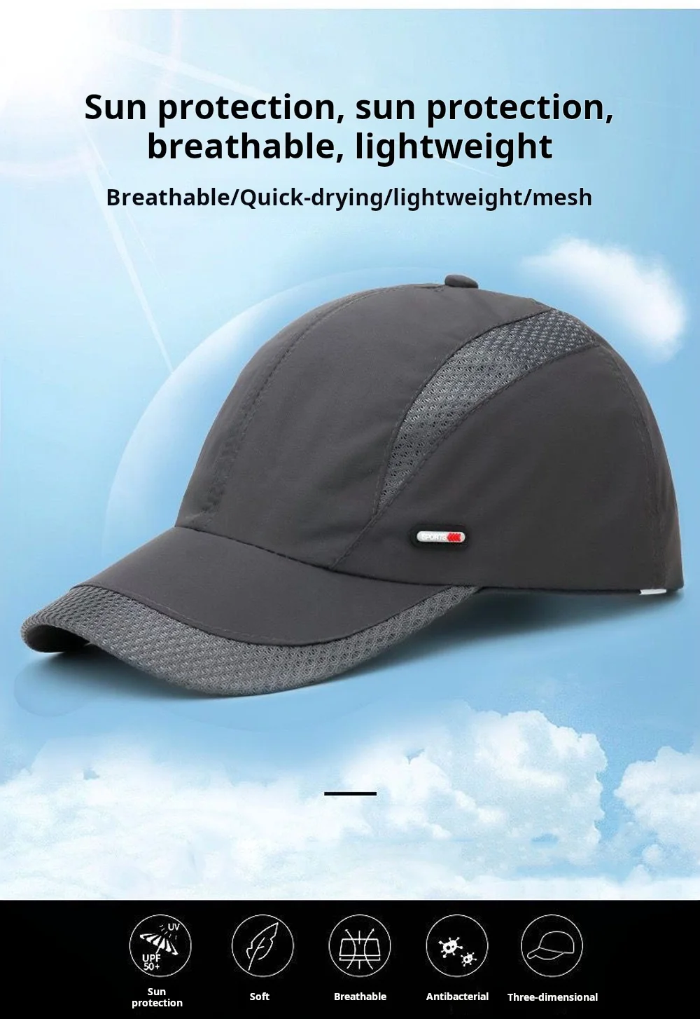 Description Picture 2 of itemQuick Dry Baseball Cap Outdoor Sports Mesh Breathable Hat For Men Portable Hiking Fishing Sunbonnet Golf Adjustable Cap