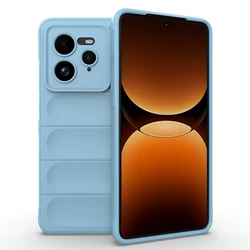 Soft Armor Liquid Silicone AirBag Protective Phone Case Cover - Mi 13 Pro (LightBlue)