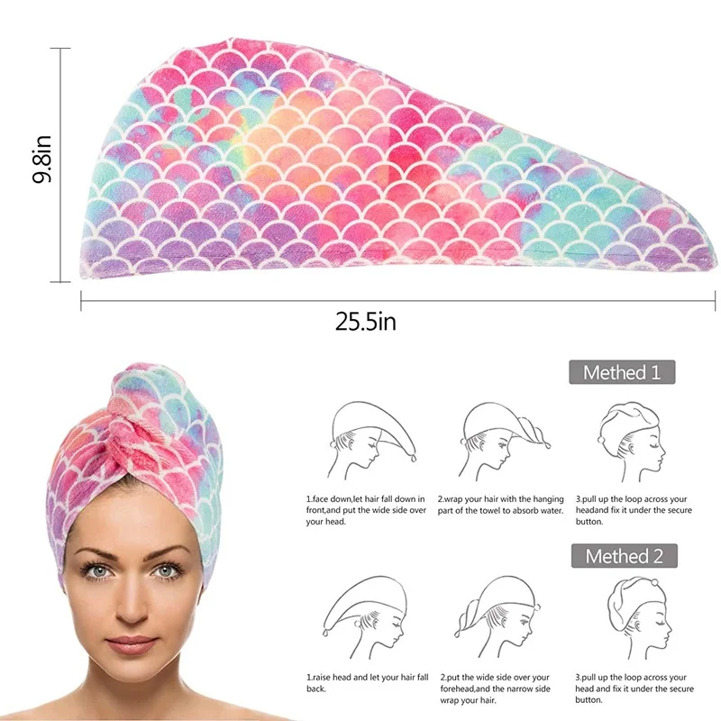 Women Long Hair Quick-Dry Hair Towel Soft Microfiber Towels Shower Cap Towel Bath Hats for Women Dry Cap Lady Turban Head