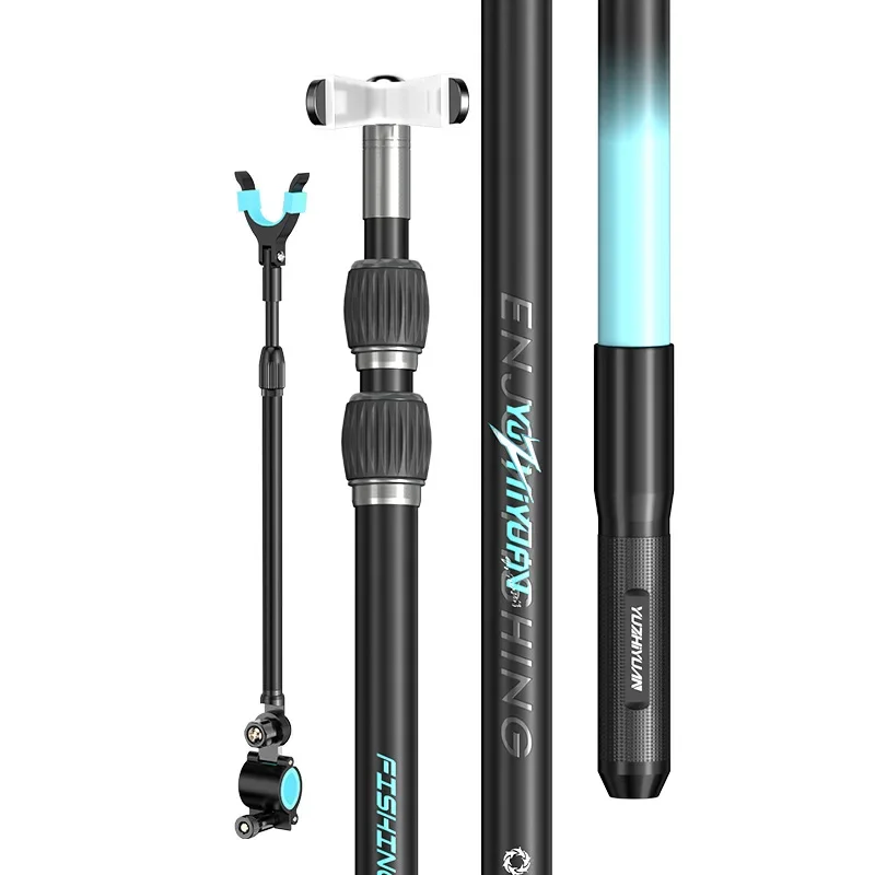1.8/2.1/2.4/2.7/3.0m Carbon Materials Fishing Rod Holder Turret Bracket Ground Support Bracket Telescopic Hand Rod Rack
