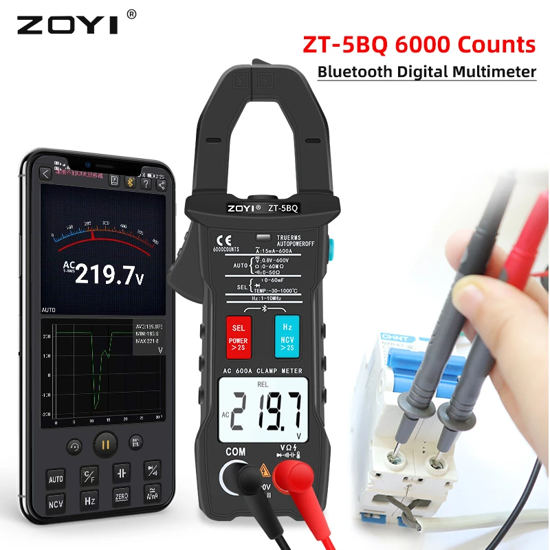 ZOYI ZT 5BQ Bluetooth Clamp Meter Multimeter Digital Current Pliers