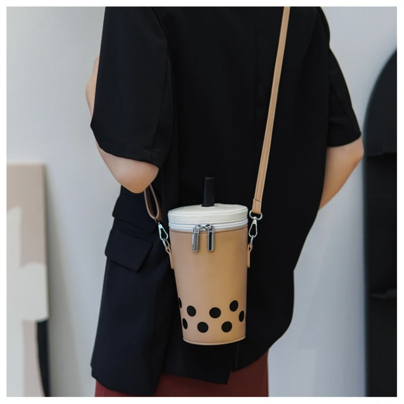 Personalized Bag for Women, Milk Tea Cup Shaped Bucket Bag, Crossbody Shoulder Bag, Kawaii Bubble Tea Boba Milk Handbag, Trendy 4