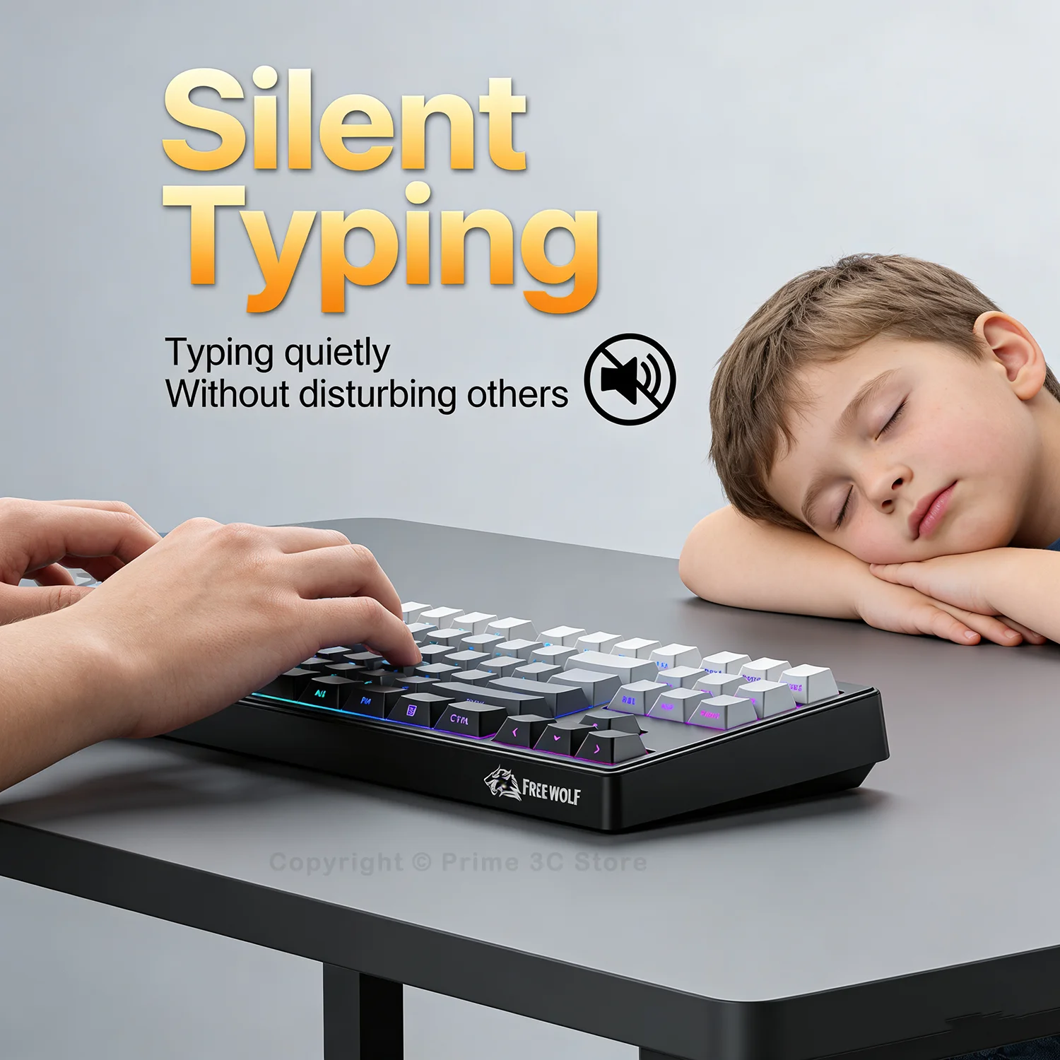 프리울프 M87v2 무선 게이밍 키보드, RGB 87키 TKL PBT 키캡, 무소음, 트리플 모드 블루투스/2.4G/유선, 대용량 배터리