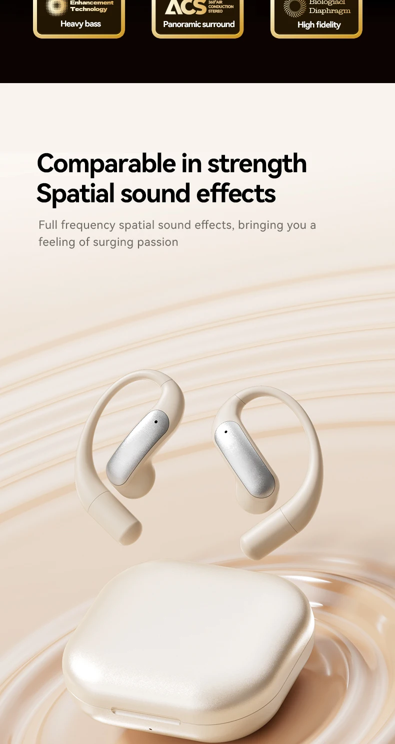 Bluetooth headphones OWS - Open-wired wireless waterproof over-ear type with ext