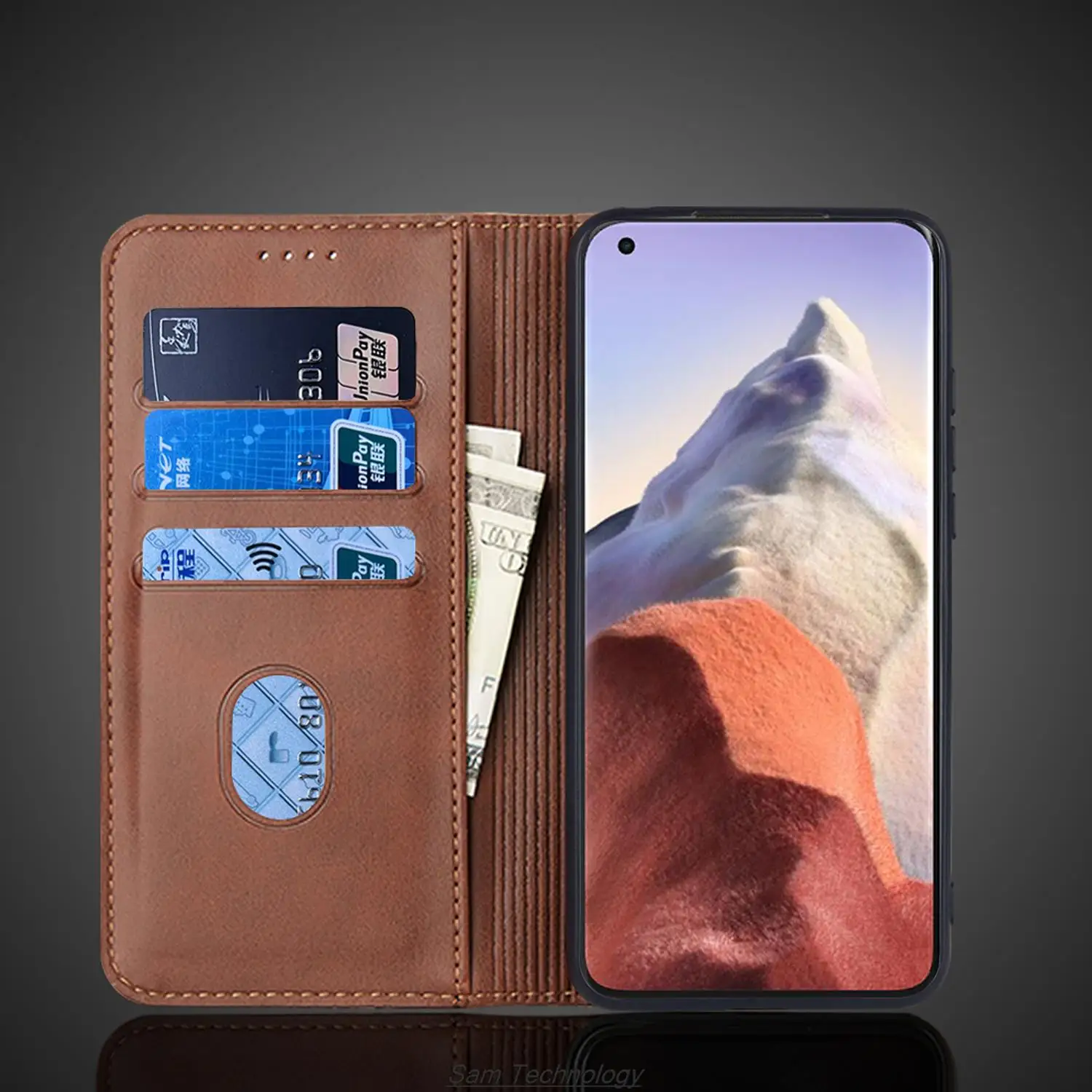 Leather Folio Cover per Xiaomi Mi 13 Ultra, Goffratura Rosa Custodia in