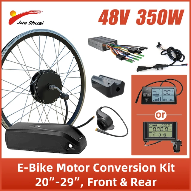 Kit de conversión de bicicleta eléctrica para volante giratorio de rueda  trasera, con pantalla LCD, kit de motor de cubo de rueda trasera, sin