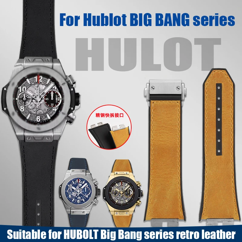 Per Hublot Cinturino Per Orologio A Sgancio Rapido Big Bang Cinturino Per Orologio Da Uomo In Gomma Vintage In Vera Pelle Bracciale Con Interfaccia In