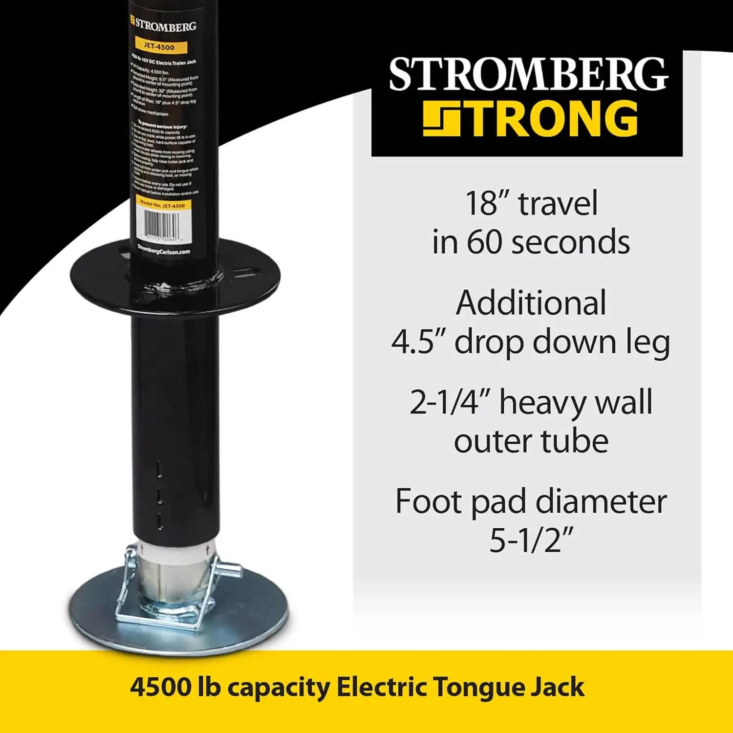 Stromberg Carlson JET-4500 4500 lbs. Electric Tongue Jack-Black