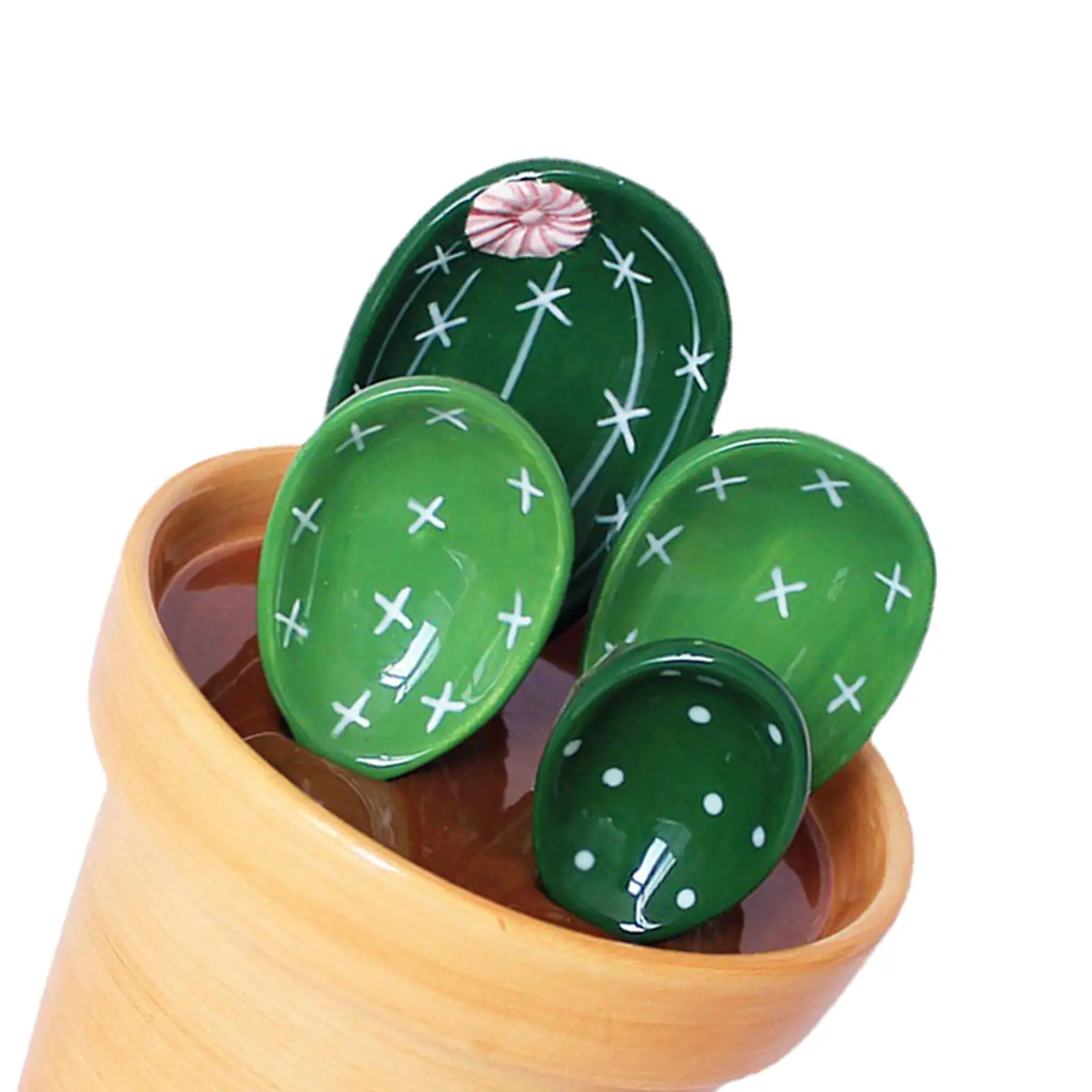 Measuring Spoons with Base in Flower Pot Cactus Scale Spoon Rice Spoon for Rice