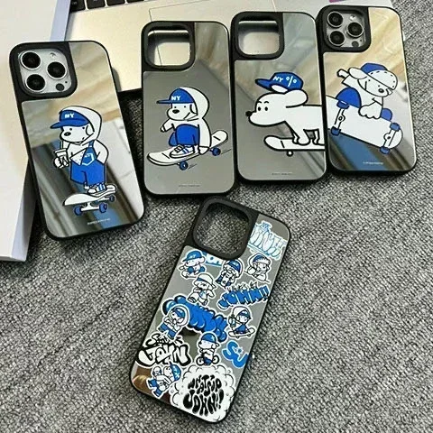 

Cartoon Sports Skateboard Dog IPhone 11 12 13 14 15 Pro Max Mirror Surface MagSafe Case Cover Shell