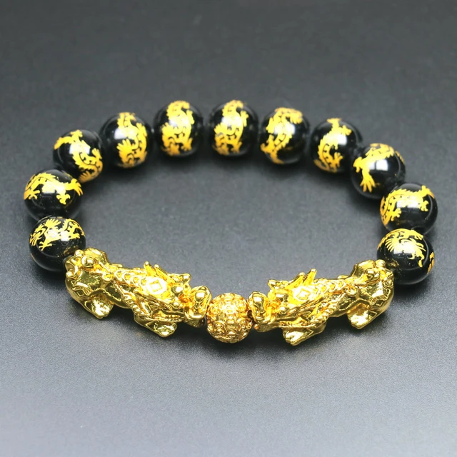 24K Real Gold Pixiu Bracelet Real Feng Shui Bracelet 24K Pixiu Bracelet  Lucky Piyao Bracelet 24K Onyx Bracelet Dragon Bracelet - Etsy