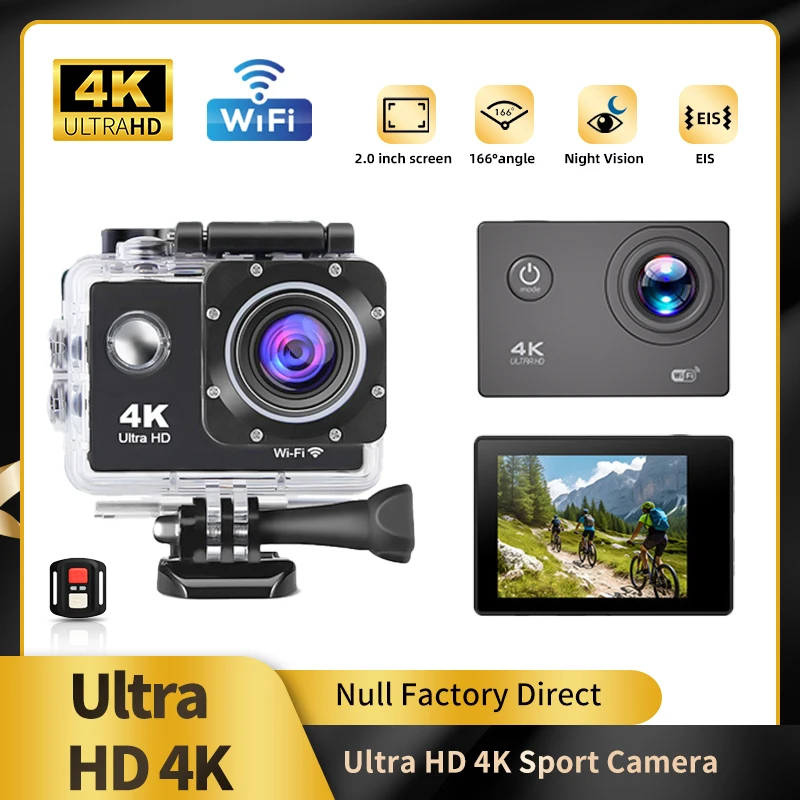 4K outdoor WiFi action camera helmet video recording 4K/30FPS WiFi 2.0" 170DGPS 4X zoom underwater waterproof sports camera