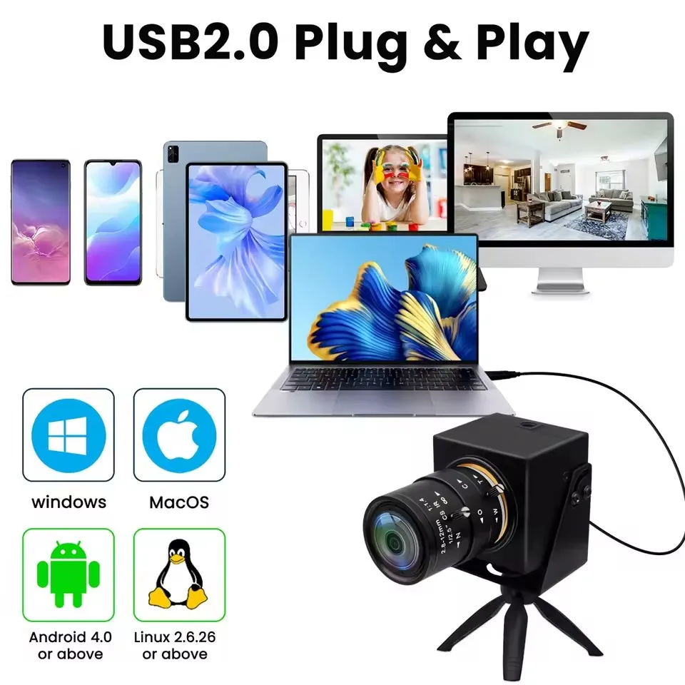 ELP 2MP FHD USB Webcam 90fps Global Shutter Camera 2.8-12mm Lens 4X Zoom Camera PC Webcam for Fast Capture Reduce Motion Blur 5
