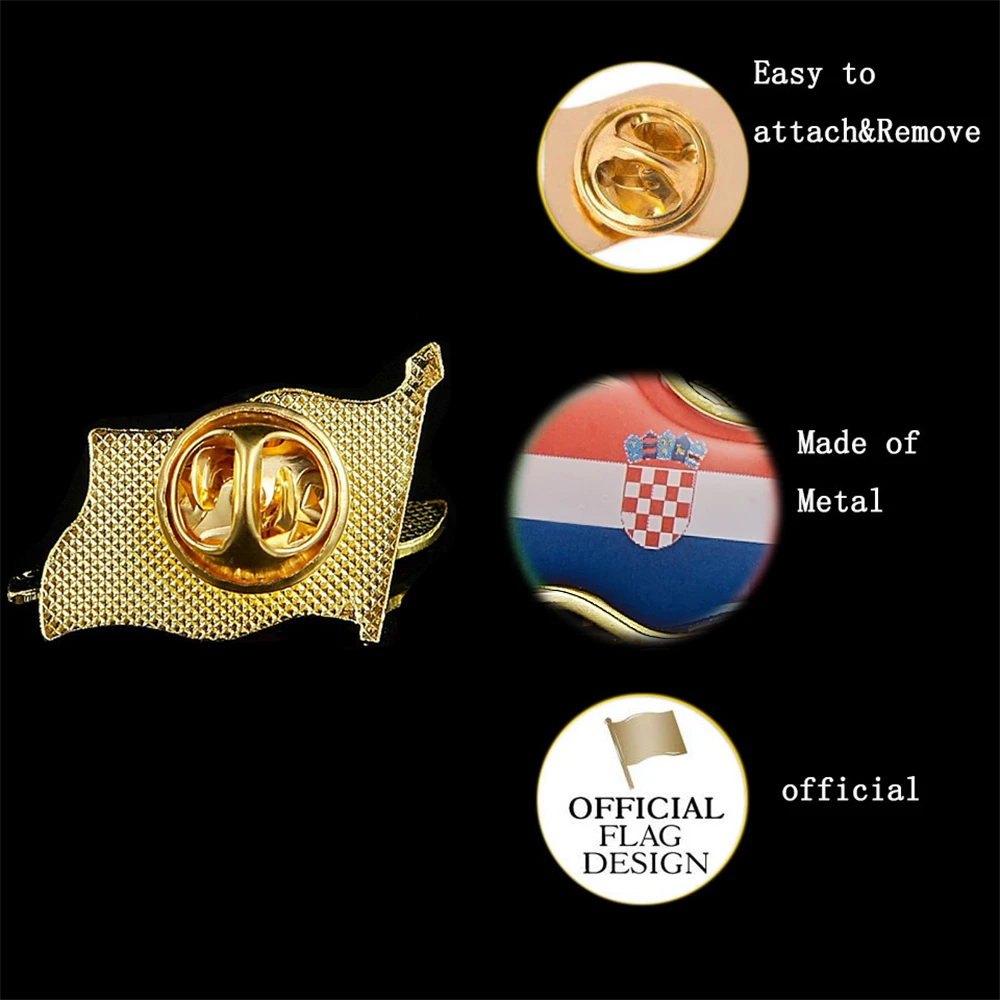 Croatia Country Flag Lapel Pin Made of Metal Souvenir Hat Men Women Waving Epoxy Flag Lapel Pin