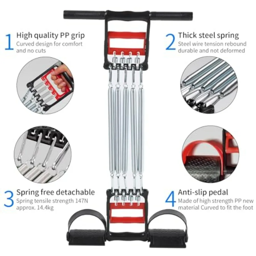 3 in 1 Chest Clip Muscle Pedal Spring Chest Expander , Pedal Puller Three Purpose Fitness Equipment Removable,Strength Trainer G