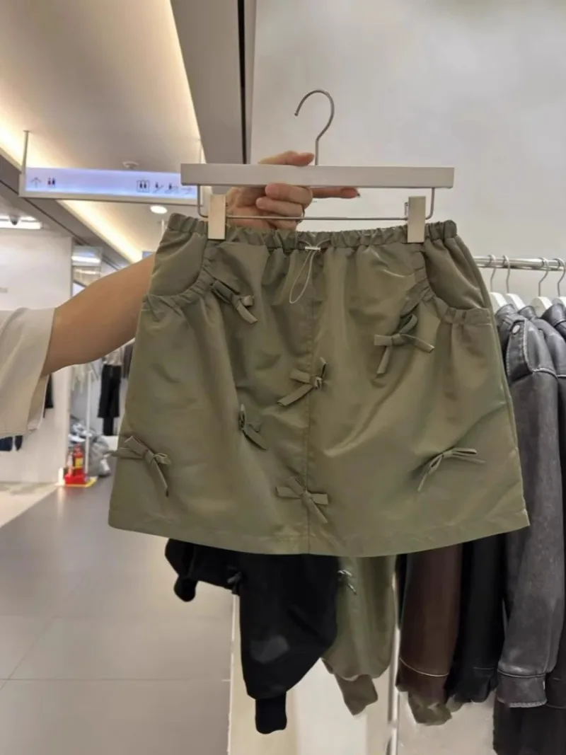 

Y2k Designer Faldas High Waist Drawstring Slim Bowknot Design Sense Mini Cargo Skirt Korean Fashion 2024 Spring Summer New Jupe