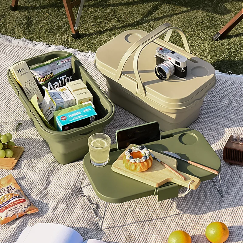 

Multifunctional Picnic Foldable Camping Basket Portable Fruit Water Container Storage Basket Large Capacity Laundry Holders