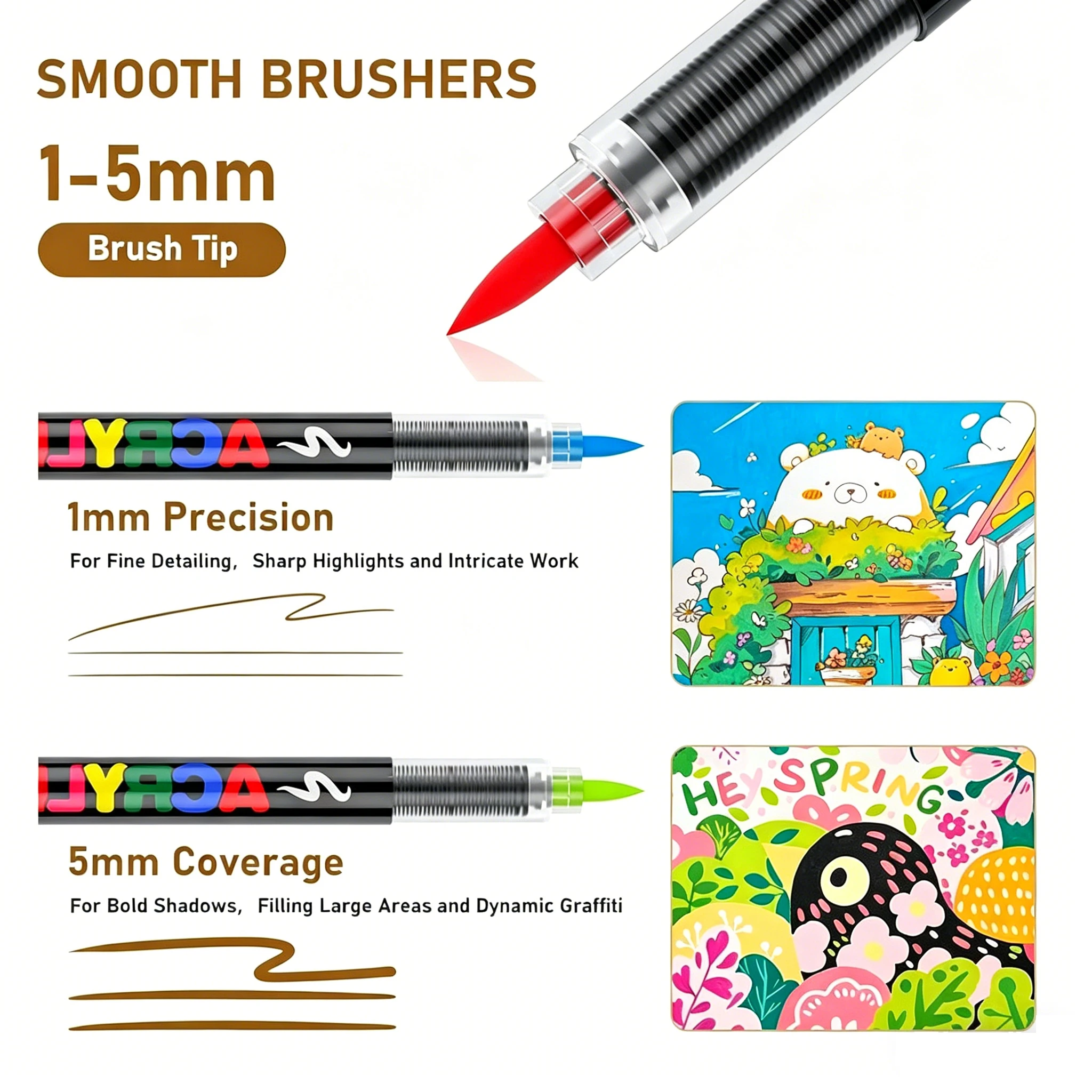 12-72색 직색액상 아크릴 마커 세트, 소프트 팁, 잉크 조절 기능, 대용량, 미술 프로젝트, DIY 및 사무용
