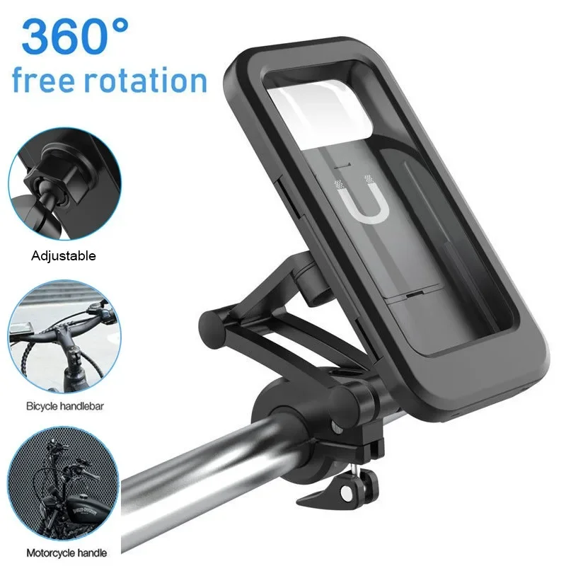 Universal Waterproof Bicycle Mobile Phone Holder Motorcycle Stands 360°Swivel Adjustable Bike Holder for 4.7-6.8" Mobile Phone