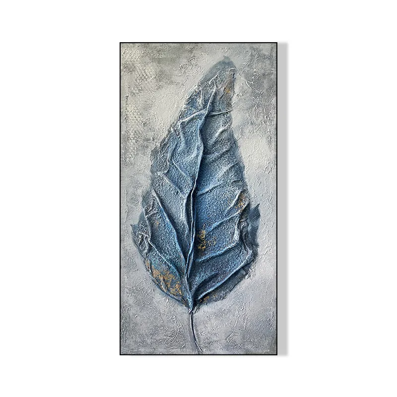 

JZ Home Decor Abstract Texture Hand Artwork 3D Leaf Canvas Wall Art Handpainted Oil Paintings With Picture Frames