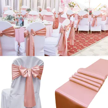 Ceinturage de Chaise en Satin avec Nministériels d Décoratif, Ruban pour ixde Mariage, Banquet, Décoration de Cuisine à Domicile, 10/50 Pièces 1