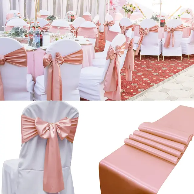 Ceinturage de Chaise en Satin avec Nministériels d Décoratif, Ruban pour ixde Mariage, Banquet, Décoration de Cuisine à Domicile, 10/50 Pièces 1