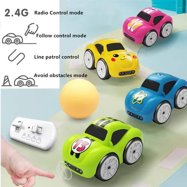 RC Intelligent Sensor Remote Control Cartoon Mini Car Radio Controlled Electric Cars Mode Smart Light Toys For Children 4