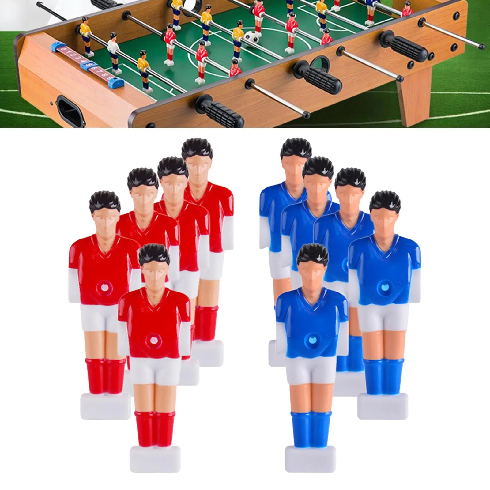 10Pcs Foosball Replacement Players Soccer Games Replacement 5 Red+5 Blue