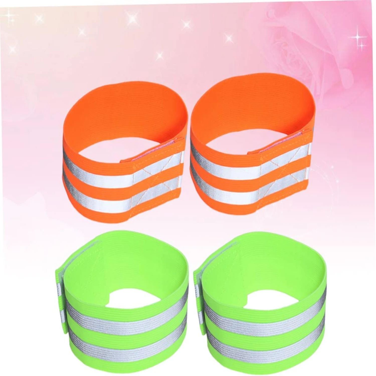 High Visibility Reflective Fluorescent Arm Bands and Ankle Bands Set for Night Running Walking Cycling Essential Safe