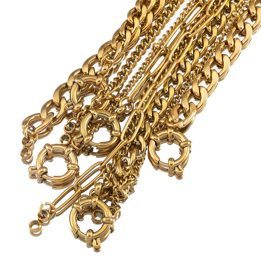 1PC Edelstahl 45cm Grundlegende Link Kette Armband Halskette Frauen Männer Anker Verschluss Perlen Kette Sailor Rad DIY schmuck Erkenntnisse – Detail 1