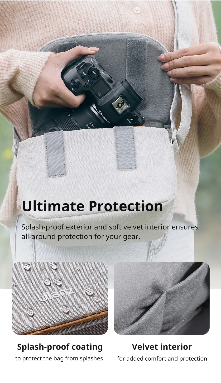 ulanzi F01 Sling 3L Capacity Splash-Proof Outdoor Travel Camera Bag For DSLR Shoulder Storage Bag With Removable Divider_voghion.com