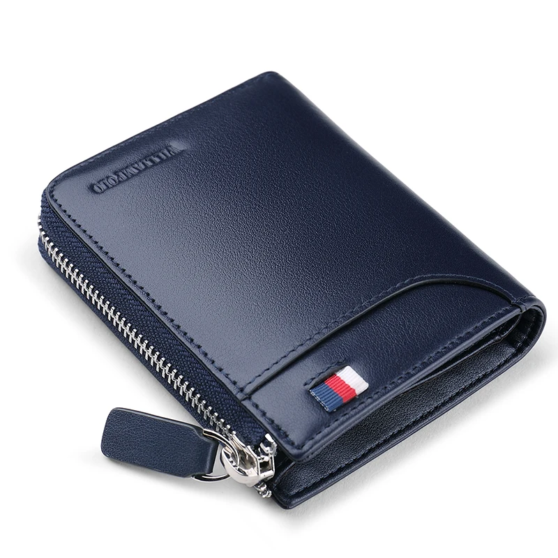 WILLIAMPOLO Men Wallets Genuine Leather Wallet Men Luxury Brand Purses Wallets For Men Zipper Coin Purse Wallets With Gift Box 5