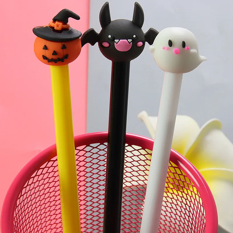 

48 pcs 0.5mm Cartoon neutral pen Halloween gift student prize writing tool water-based pen cute shape signature pen wholesale