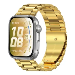 Stainless Steel Metal Strap Bracelet for Huawei Watch Fit Series (Gold)