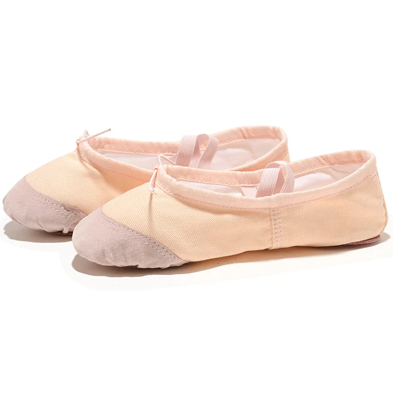 

EU22-45 Leather Head Yoga Slippers Teacher Gym Indoor Exercise Canvas White Ballet Dance Shoes For Kids Girls Woman